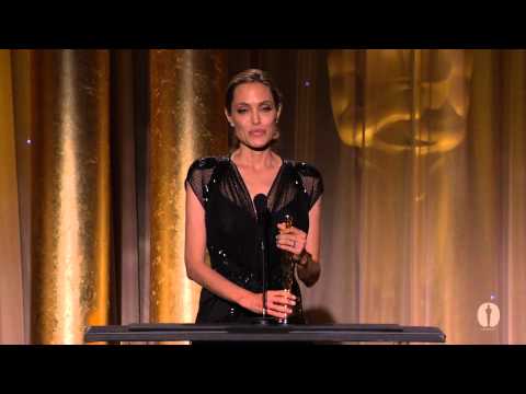 Angelina Jolie receives the Jean Hersholt Humanitarian Award at the 2013 Governors Awards