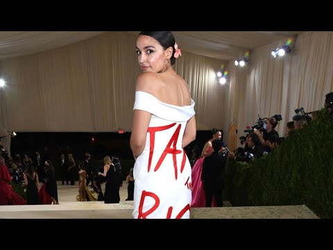 AOC Wears &#039;Tax the Rich&#039; Dress at New York Met Gala