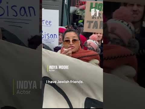 Actors Melissa Barrera and Indya Moore march for Palestine at Sundance Film Festival