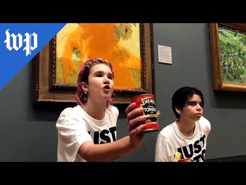 Climate protesters throw soup on Van Gogh painting