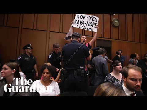 Chaotic start to Brett Kavanaugh supreme court hearing as protests break out