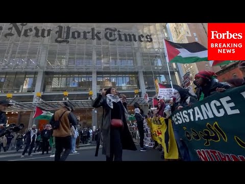 Protesters Chant &#039;New York Times Is Drenched In The Blood Of The Palestinian People!&#039; Outside NYT HQ