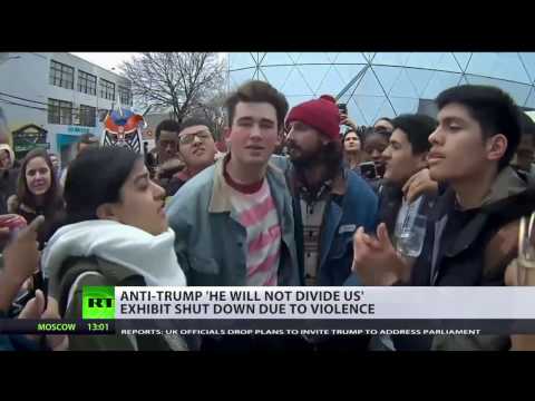 He will not divide us? Shia LaBeouf’s anti-Trump exhibit shut down due to violence