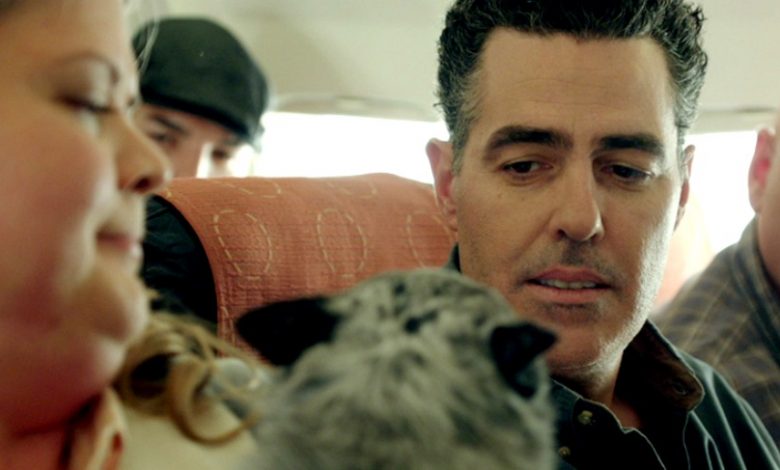 Adam Carolla and a dog on a plane