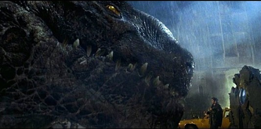 A close up of Godzilla 2019