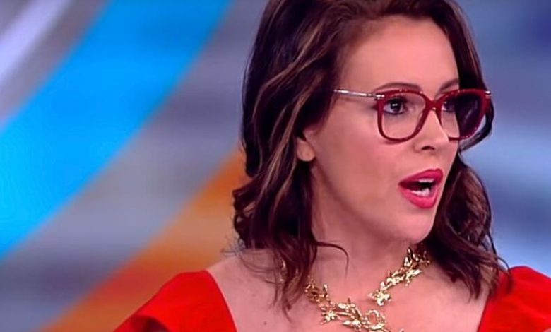 Alyssa Milano wearing glasses