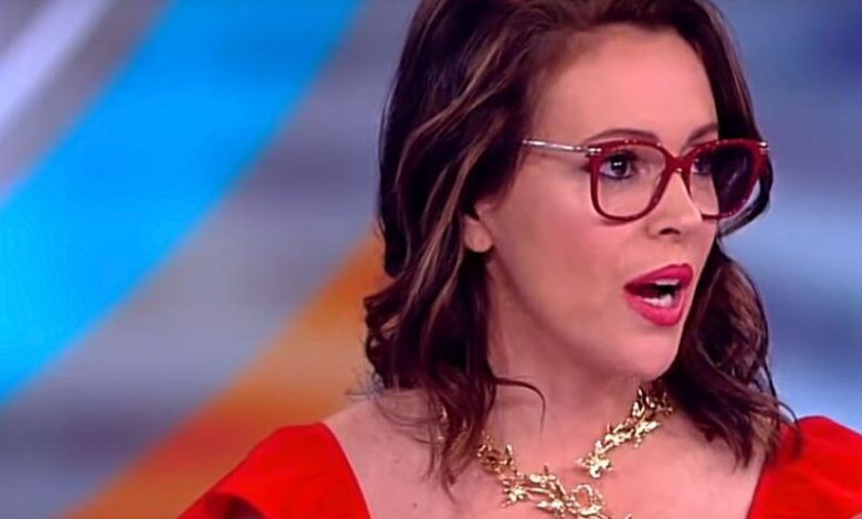 Alyssa Milano wearing glasses