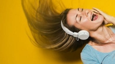 A person listening to music