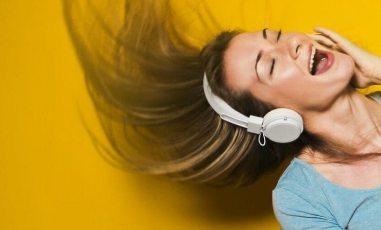 A person listening to music