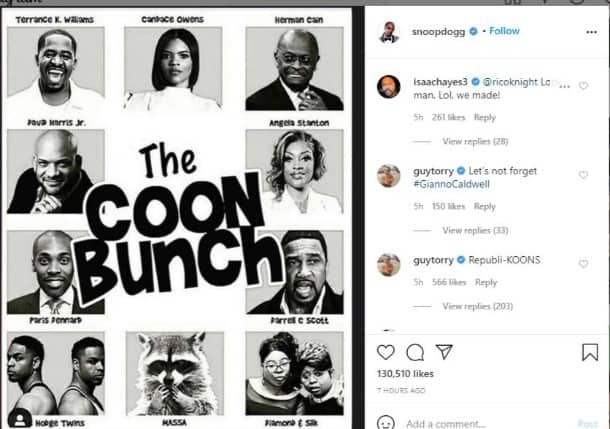 Snoop Dogg Instagram image of Coon Bunch