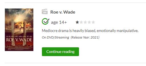 roe v wade common sense media review