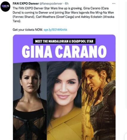 Expo Denver fan Gina Carano tweets