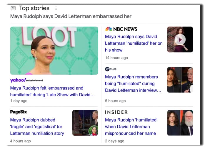 media covers Maya Rudolph Letterman slight