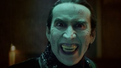 Renfield review Nicolas Cage fangs