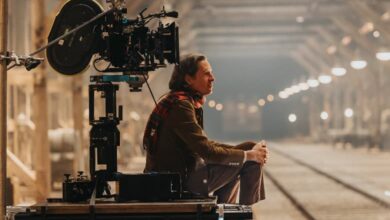 Wes Anderson on set of The Phoenician Scheme-