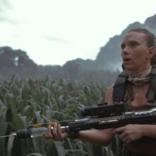Jurassic World Rebirth Scarlett Johansson gun-