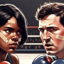 Candace Owens and Tucker Carlson in boxing ring