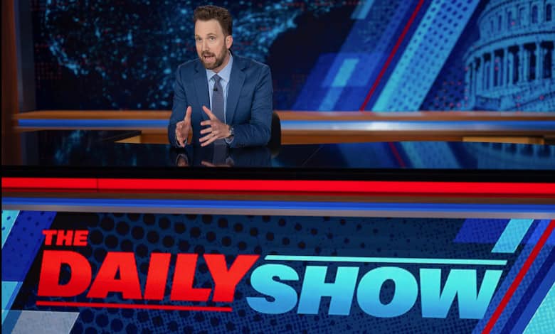 Daily Show Jordan Klepper at desk-