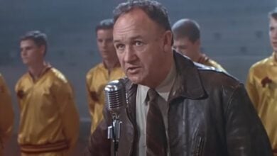 Hoosiers review 1986 Gene Hackman microphone-